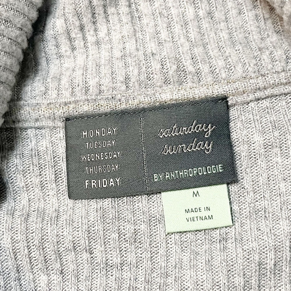 Anthropologie Saturday Sunday Cowl Neck Sweater Medium‎ gray gold metallic cozy - Picture 7 of 11
